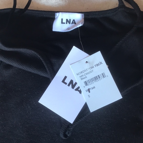 NWT | LNA | Ribbed One Shoulder Black Tank Top Size S - Picture 6 of 7